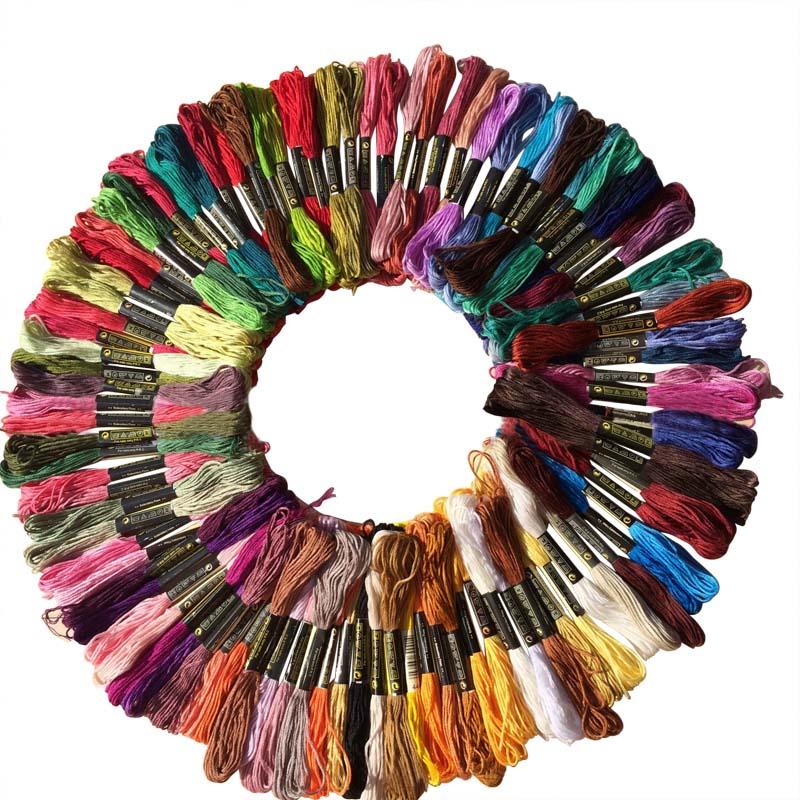 100Pcs Mix Colors DMC Cotton Thread Embroidery Thread Floss Sewing Skeins Craft Knitting Spiraea DIY Sewing Tools Accessories: Default Title