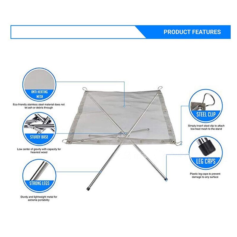 Folding Campfire Rack Outdoor Camping Incinerator Barbecue Burning Fire Folding Wood Stove
