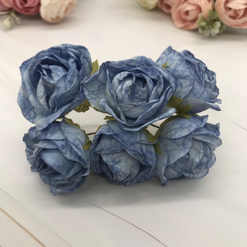 Guirnalda diy de 6 piezas de simulación, tocado de bosque, capullo de té europeo, borde , flor de seda Rosa retro, material de decoración de brotes: Rojo
