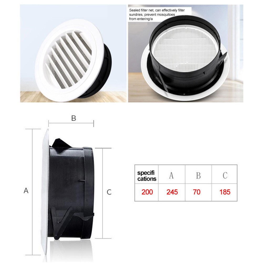 1pc Air Ventilation Cover Round Ducting Ceiling Hole Abs Air Vent Grille Louver Kitchen Bath Air Outlet Fresh System