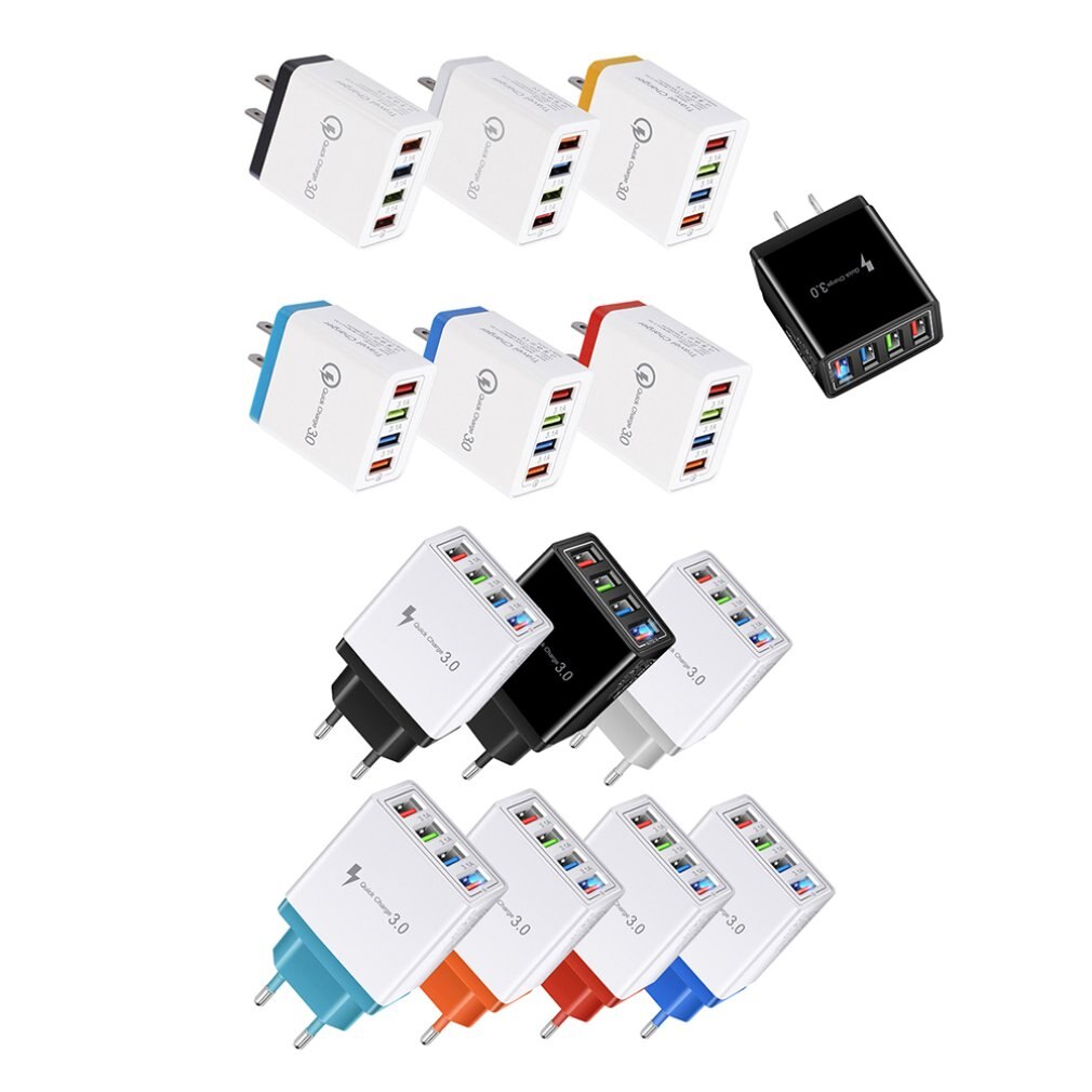 4 Usb-poort Kleurrijke Charger Travel Opladen Hoofd Inductie Oplader Usb Quick Mobiele Telefoon Oplader Telefoon Adapter