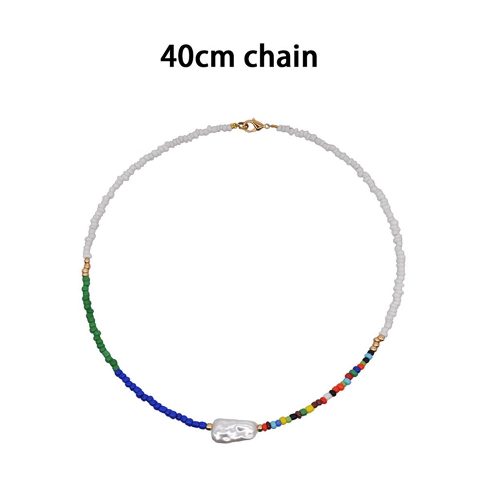Färgglada pärlfrö pärlor halsband kvinnor boho smycken regnbåge etniska chokers diy bohemiska sten pärlor choker halsband
