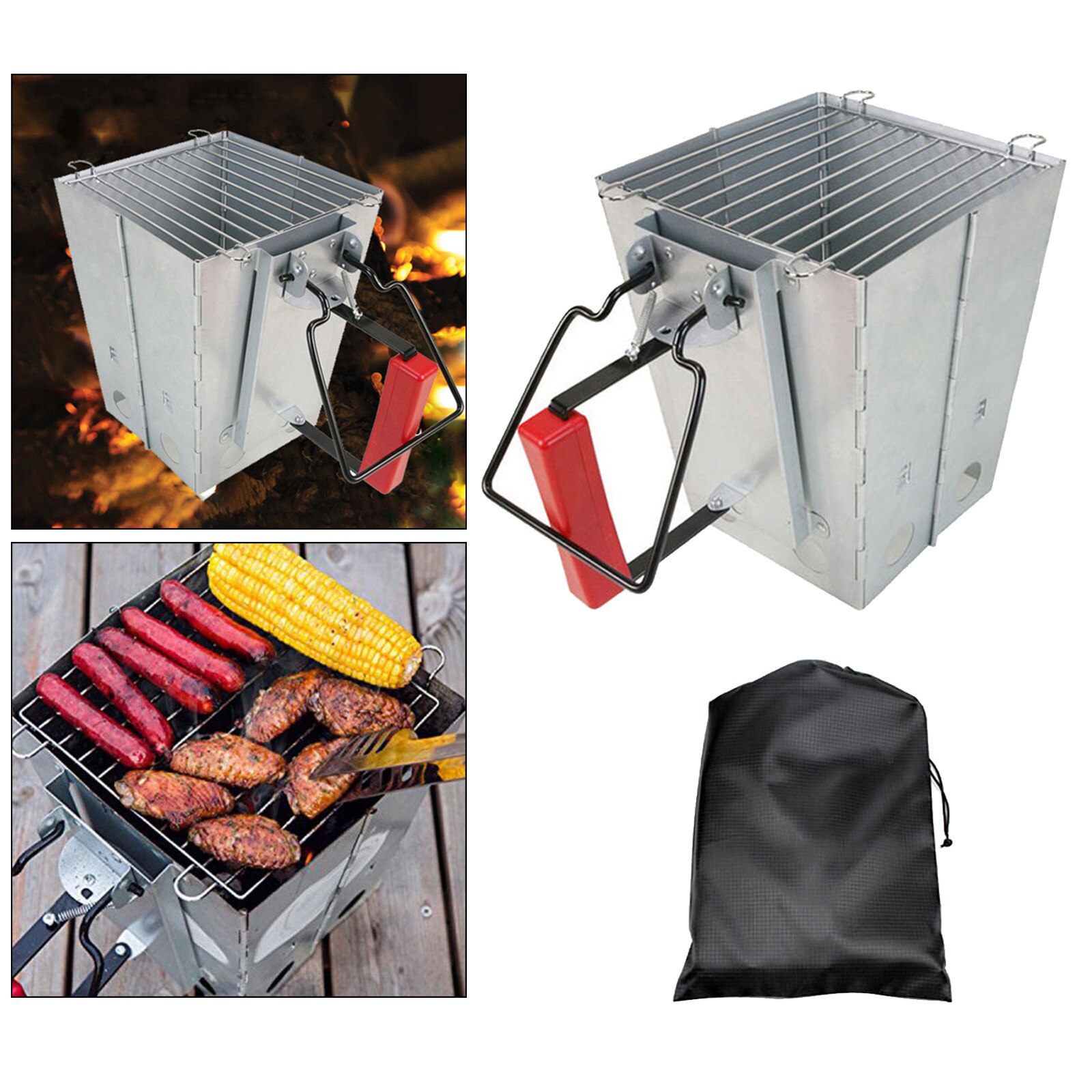 Charcoal Chimney Starter BBQ Accessory – Galvanised Iron Charcoal Starter, Collapsible, Easy to Assemble