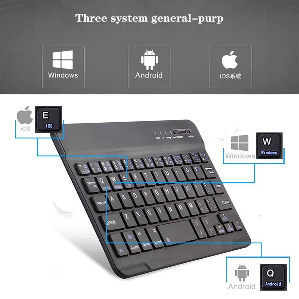 Rustig Slanke Draadloze Toetsenbord Bluetooth Toetsenbord Voor Apple Ipad Mini 1 2 3 4 5 Tablet Oplaadbare Toetsenbord + Beugel