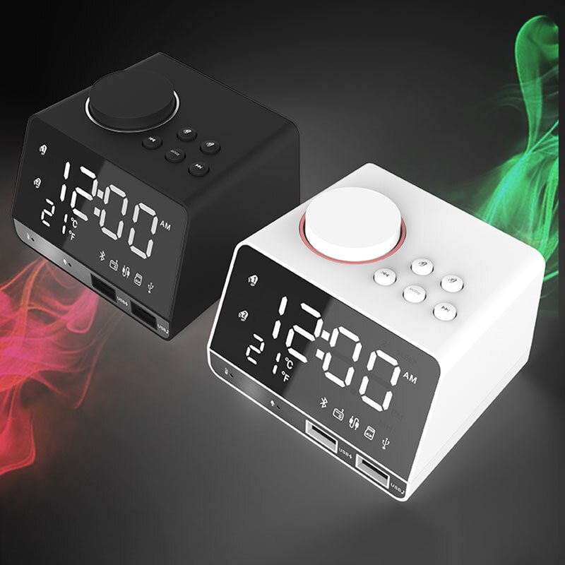 4.2 radio väckarklocka högtalare med 2 usb portar led digital väckarklocka snooze bord bluetooth klocka heminredning