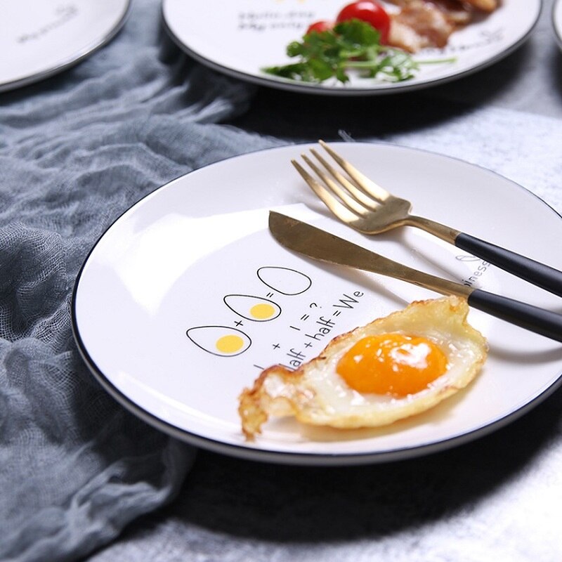 Ceramic Cactus Bread Plates Round Flamingo Western Steak Dish Heat-resistant Salad Dessert Tray Kitchen Serving Platter Dinner