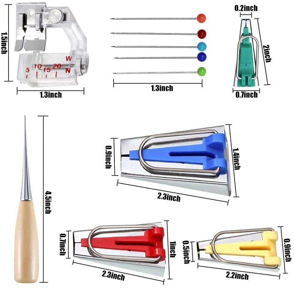 Bias Tape Makers Set-Sewing Fabric Bias Tape Making Kit, Bias Tape Maker Tool 4 Sizes,DIY Patchwork Sewing Accessories Tools