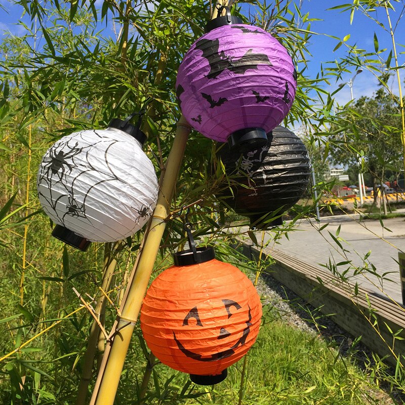 LED lanterne en papier illuminée avec des lumières Halloween citrouille crâne horreur lanterne lampe suspendue pour la maison jardin Halloween décor