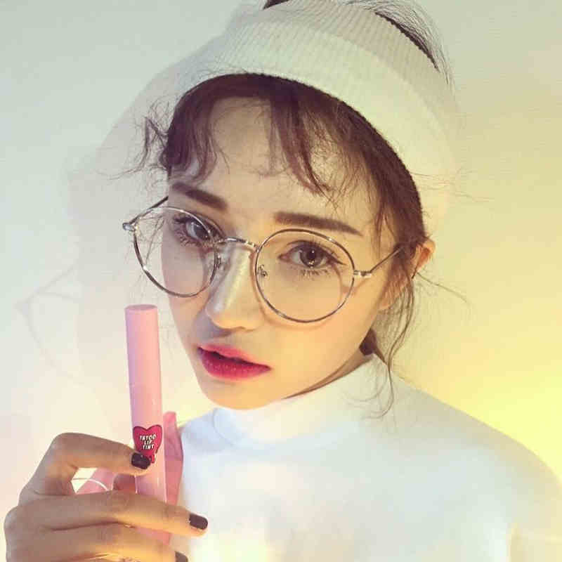 MINCL/Korean Tide Retro Glasses Frame Metal Round Box Golden Plain Retro Myopia Female Literary Tide eye Glasses LXL