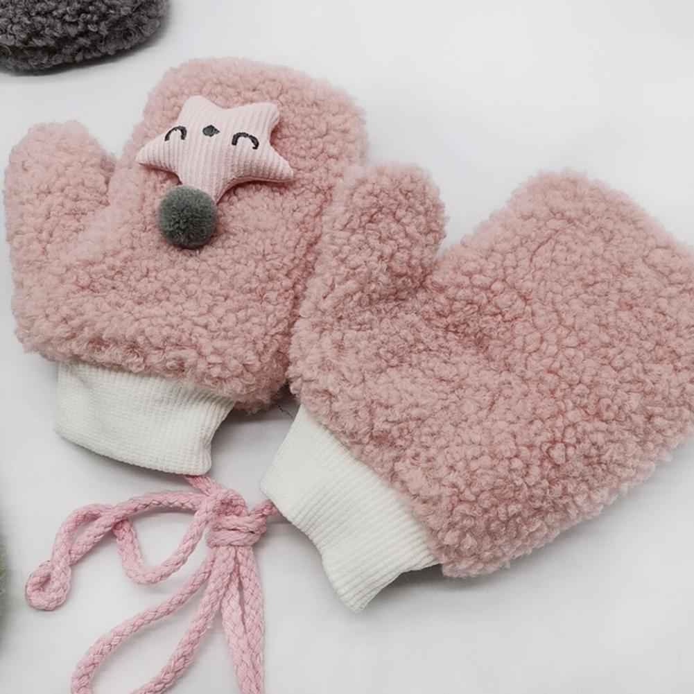 Leuke Herfst Winter Warm Thicken Handschoenen Kinderen Kids Fleece Zachte Meisje Jongen Mitten Imitatie Lam Pluche Leisure Verdikking