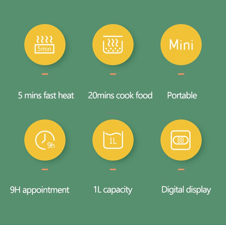 Xiaomi LIFE ELEMENT Portable Electric Lunch Box Food Warmer Heater Smart Reservation with LED Screen Rice Cooker Rice Container