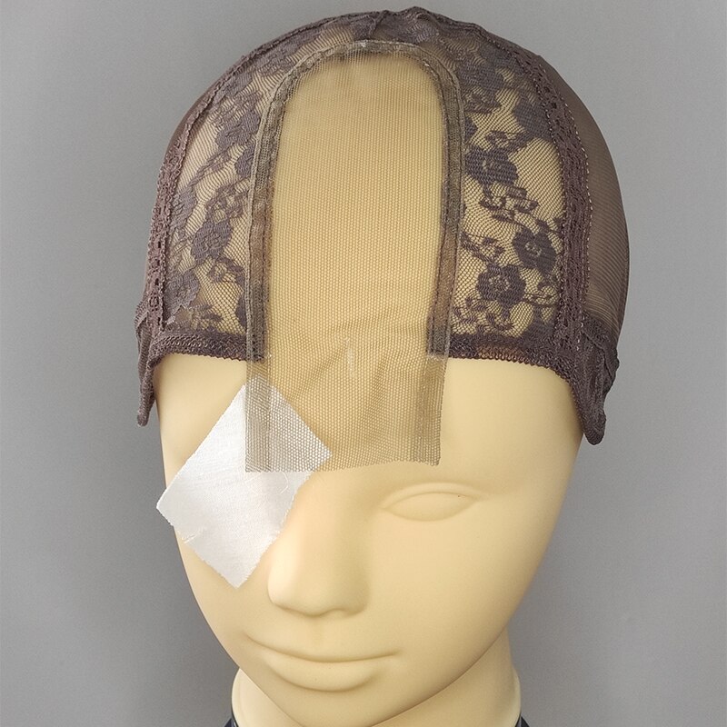 2X4 Lace-closure-wig-caps for making closure wigs chinese-swiss-lace closure wig caps: brown M 54cm