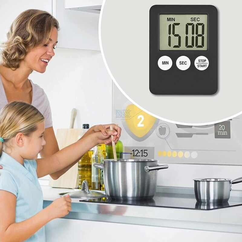 2Pcs Digital Kitchen Timer with Alarm Reminder Function,Short-Term Timer,Egg Timer,Kitchen Clock,for Cooking,Learning,Et