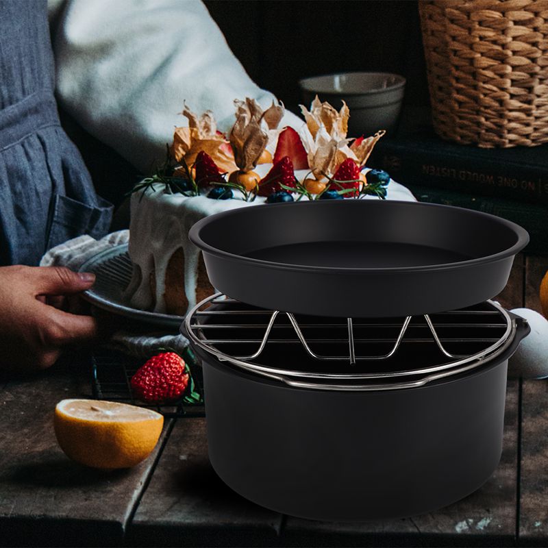 7 zoll Friteuse Zubehör 3 in 1 Multifunktionale Luft Friteuse Zubehör einstellen Bausatz Teile Brot Regal Kuchen Fass Pizza Pfanne