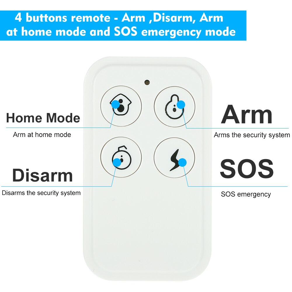 5 Pcs White 433MHz Wireless Remote Controller for Alarm System