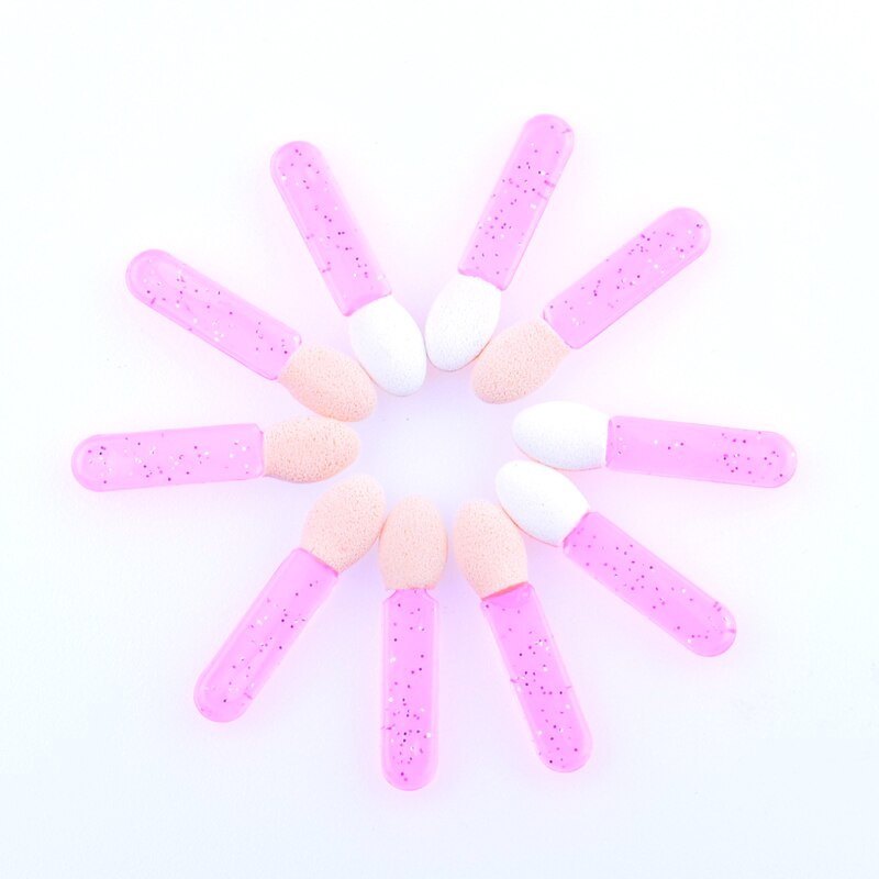10 st engångs dubbelsidiga ögonskuggsborstar med svampspets oval makeup applikator ögonskugga make up borste set: 05