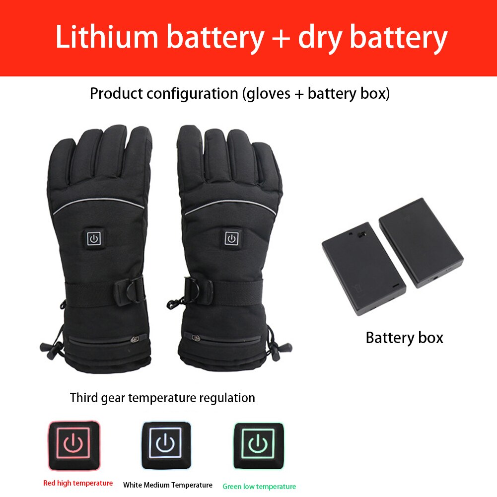 Waterproof Electric Heated Gloves Winter Thermal Gloves 4000mAh Battery Powered For Ski Climbing Heating Gloves Full Finger