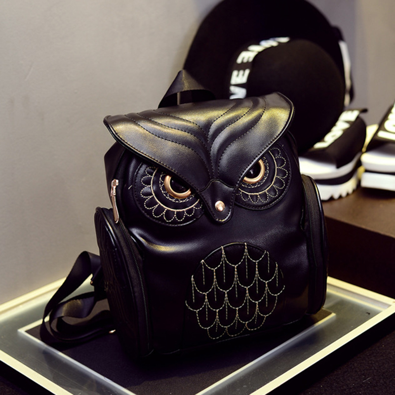 Mochila de coruja em relevo PU, mochila de animal de desenho animado elegante e fofa, bolsa feminina moderna de viagem