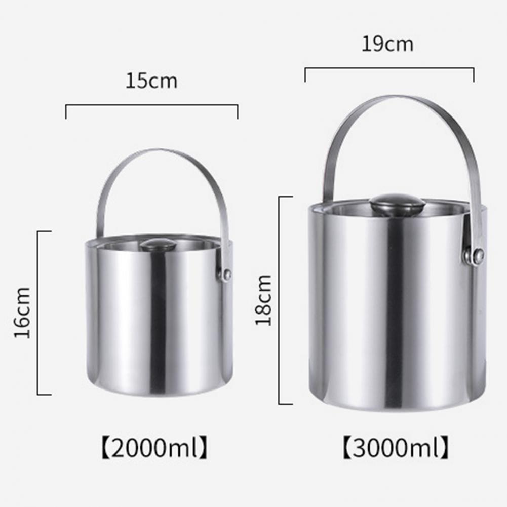 2L/3L Ice Bucket Temperature Resistant Thickened Smooth Surface Ice Cube Container Bucket with Lid for Party