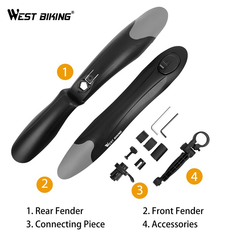 WEST BIKING 1 par MTB bicicleta guardabarros 24 26 27,5 pulgadas bicicleta guardabarros delantero trasero guardabarros alas guardabarros bicicleta de montaña guardabarros