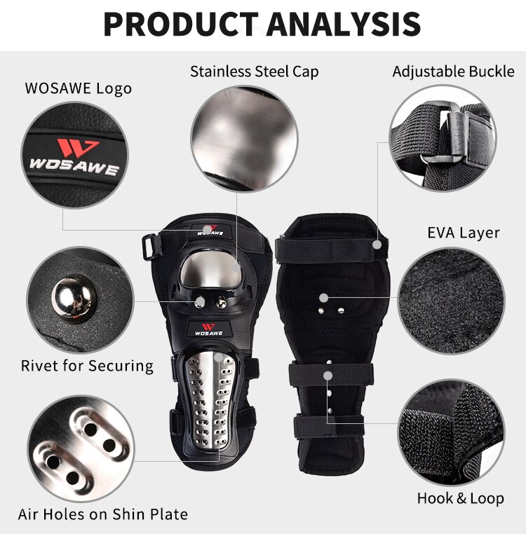 WOSAWE Motorcycle MTB Protective Gear Elbow Protector Armor Downhill Protective Gear Guards Motocross Snowboard Knee Protection