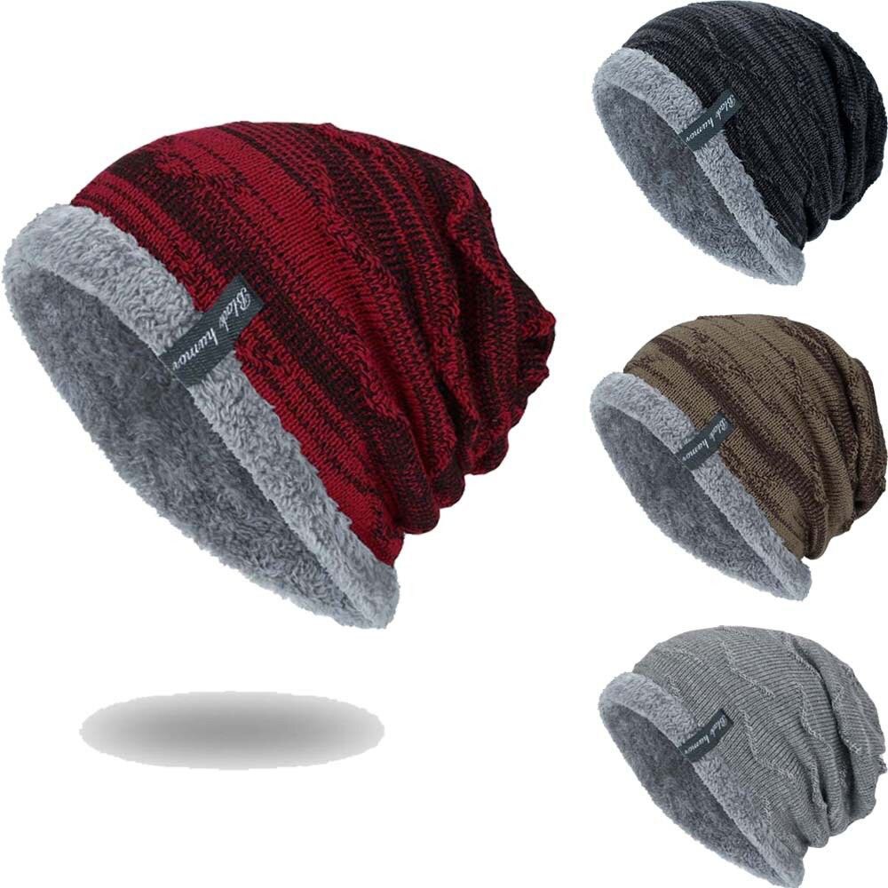 Herre luer strikket lue vinterlue for herre strikket lue gutter tykkere hekkehette balaclava ski varm strikket lue unisex luer