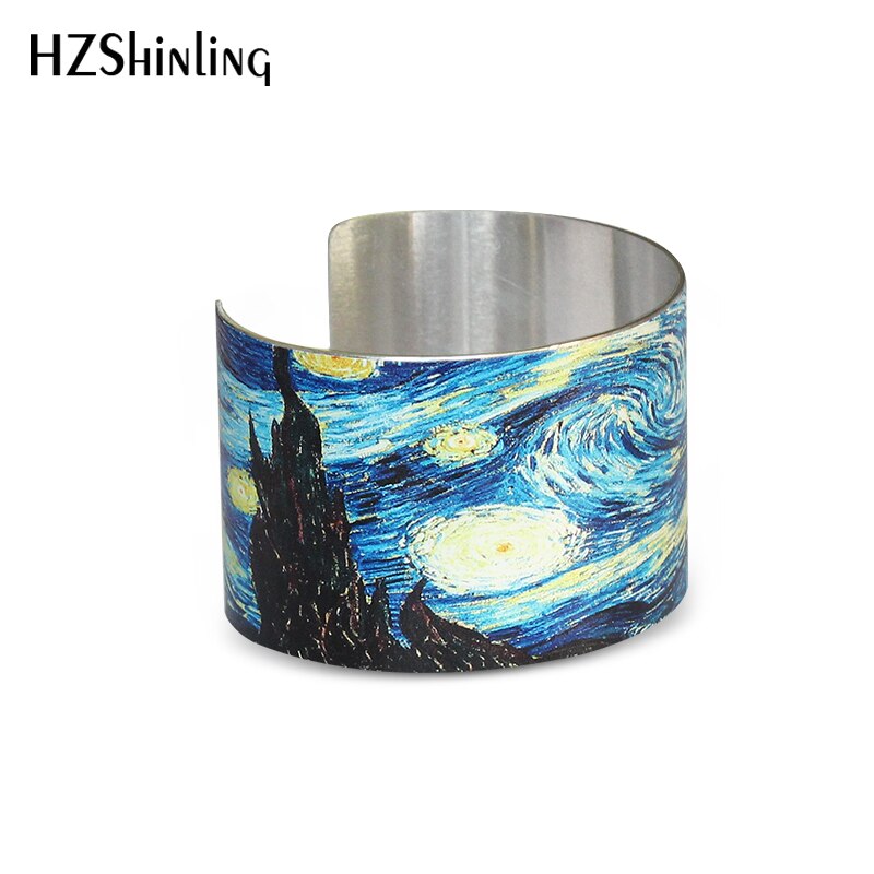 Starry Night Van Gogh cuff bracelet Vincent van Gogh Bangle Wristband Sunflowers Jewelry Floral Famous Paintings, Famous Artist