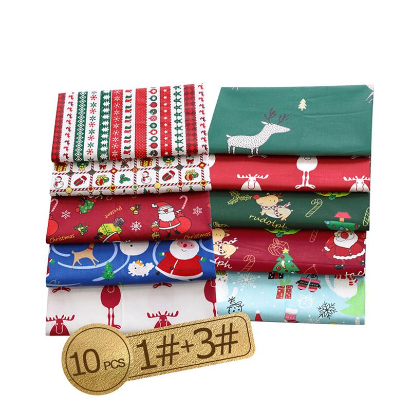12 Pièces 25x25cm Noël Tissus CotonTissu De Coton Imprimé De