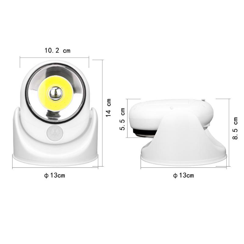 COB luz LED con sensor de movimiento 180 grados de rotación pasillo escalera camino de la noche lámpara con tres agujeros colgantes en el lado inferior: c