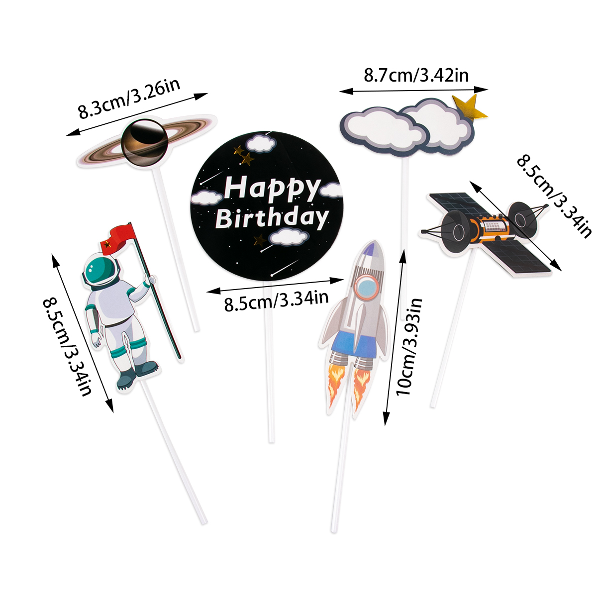 Adornos para tarta espacial de astronauta, figuritas de astronauta del espacio exterior, inserto de pastel de cohete y planeta, suministros para de cumpleaños para niños, Baby Shower: Gris oscuro