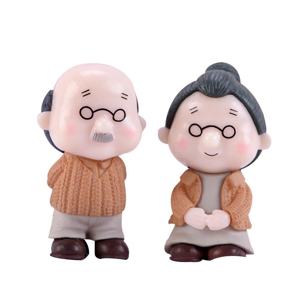 Mini park benk bestefar bestemor modell miniatyr plast hage statuer landskap hage dekor ornament skulpturer: 3