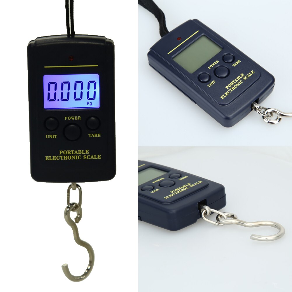 Báscula Digital portátil de 40kg/10g para equipaje de pesca, herramienta de peso de cocina, balanza de gancho electrónica colgante de acero para viaje