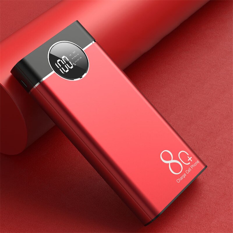 80000 mah powerbank mit großer kapazität, digitalanzeige, led-anzeige, zwei usb-anschlüssen und sicherem schnellladeanschluss.