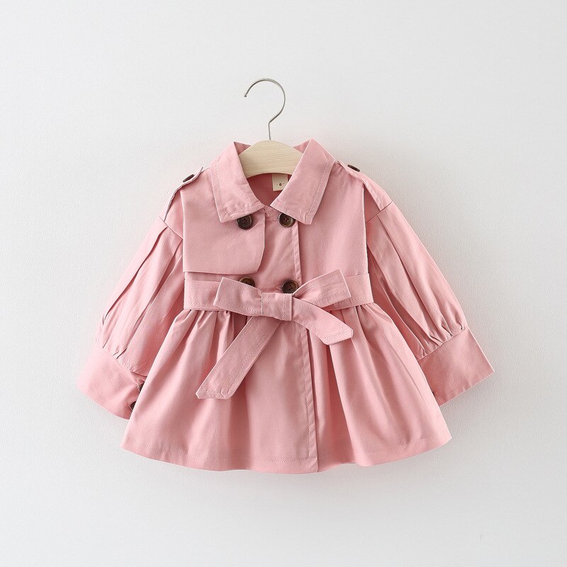 Baby Lotus Herfst Winter Kids Trenchcoat kinderen Baby Meisje Kleding Windjack Mode Effen Kleur Peuter Trenchcoat: Pink / 4T