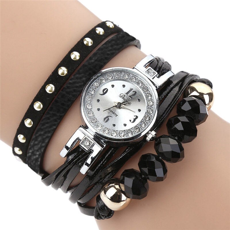 DUOYA Horloge Vrouwen Populaire Quartz Klok Luxe Armband Horloges voor vrouwen Horloge Byan Kol Saati Horloges Vrouwen uhren # EEN: black