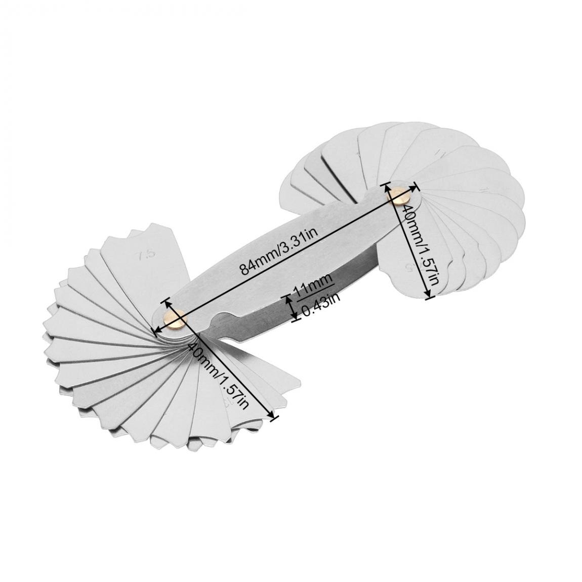 32 Stks/set Meten Gage Rvs Radius Gauge Sample R 7.5-15Mm Gauge Schroef Pitch Gauge Voor Industriële meting