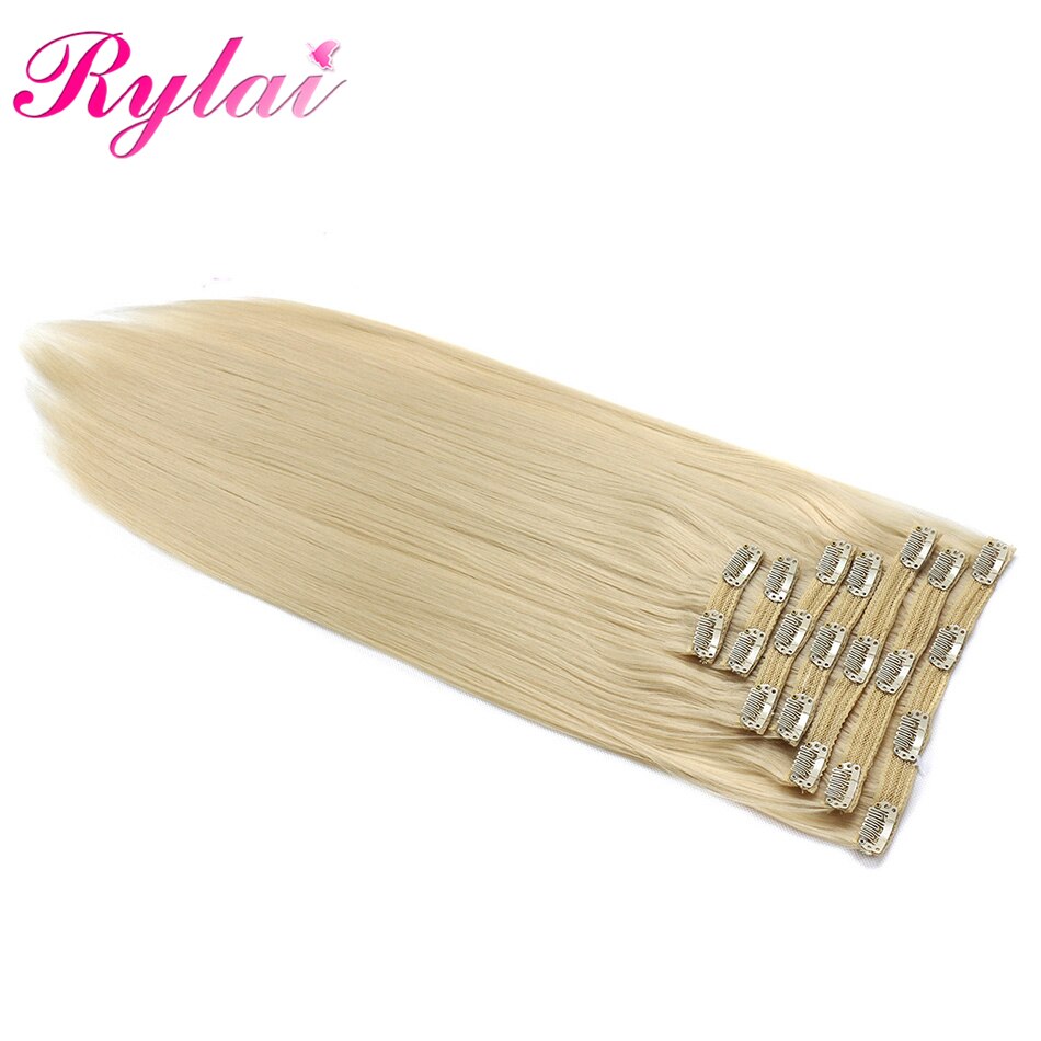 Extensiones de cabello largo y liso para mujer, cabello sintético con Clip de 24 pulgadas, 140G, extensiones de cabello para mujer,: #613