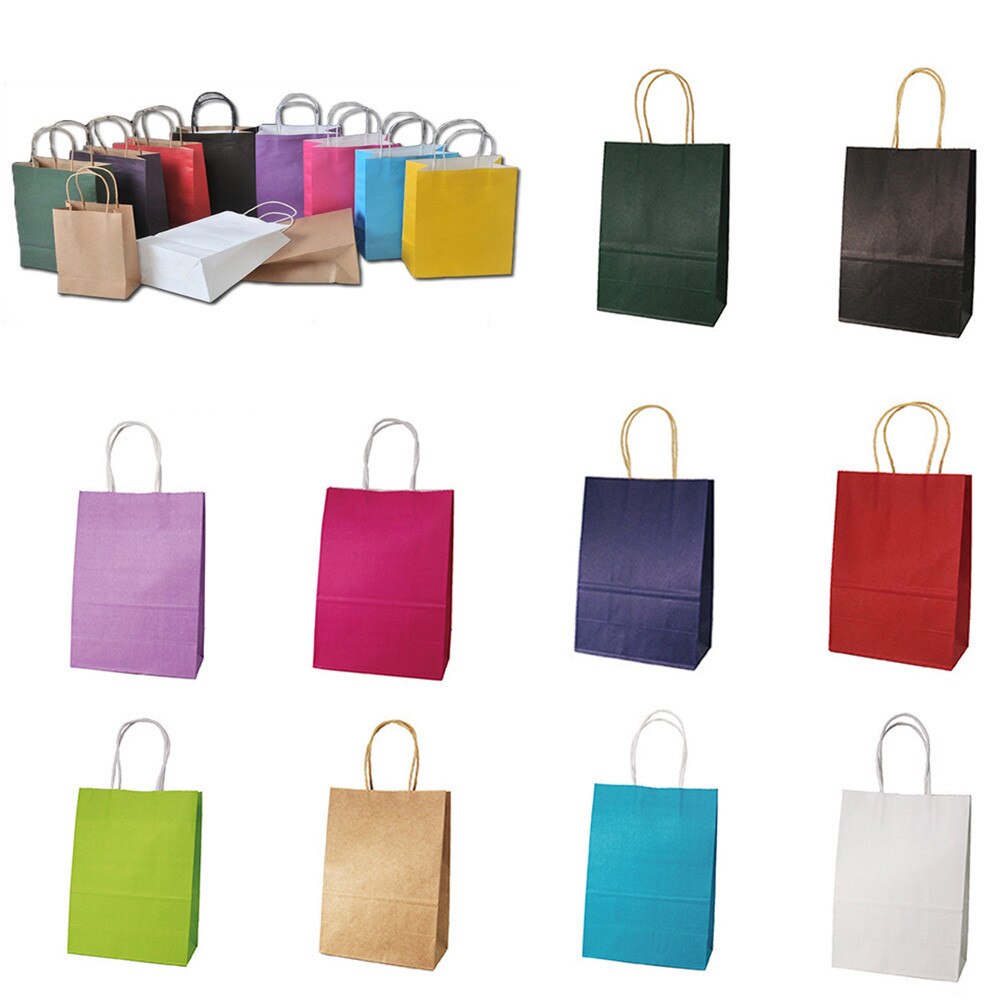 Kraftpapir poser stand up poser børnefest fødselsdag mad papir kraft segl pakning behandle bryllup taske forsyninger med håndtag