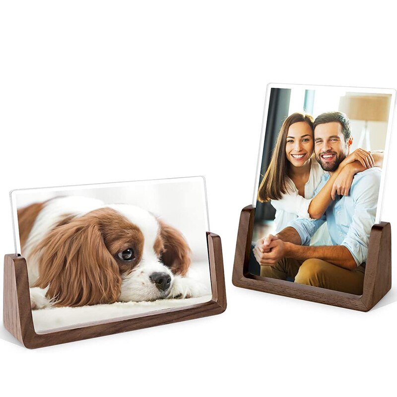 4X6 Wood Photo Picture Frame 2 Pack - Rustic Wooden Picture Frame with Walnut Wood Base For Tabletop Or Desktop Display: Default Title
