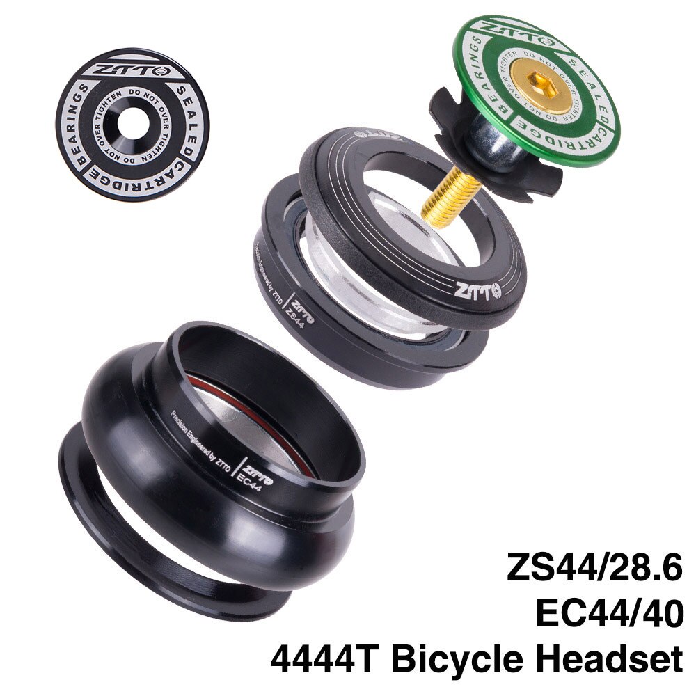 ZTTO 4444T MTB Bike Road Bicycle Headset 44mm ZS44 CNC 1 1/8"-1 1/2" 1.5 Tapered Tube fork Internal Threadless EC44 Headset: 4444T GREEN