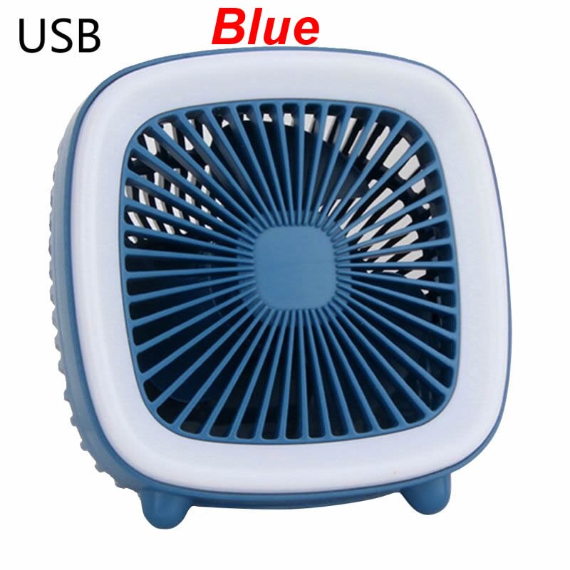 Kannettava mini pöytätuuletin retro tv-ilmanjäähdytin led-valolla usb 3 nopeutta kotitoimistomatkoille: Sininen