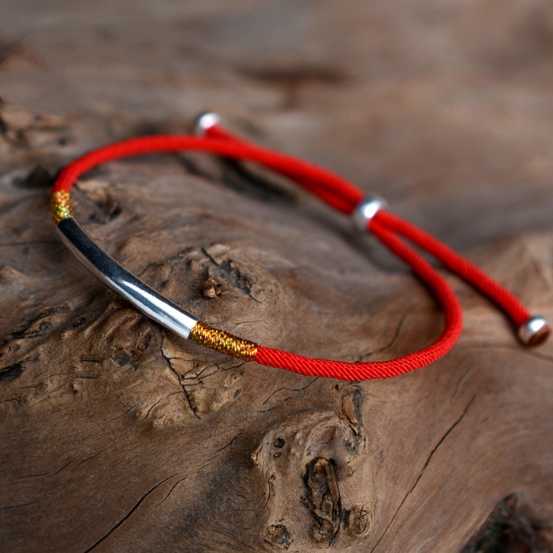 LKO S925 Sterling Silver Lucky Red Rope Fashionable Simple Hand Rope Bracelet For Man&amp;Women Best For Girl
