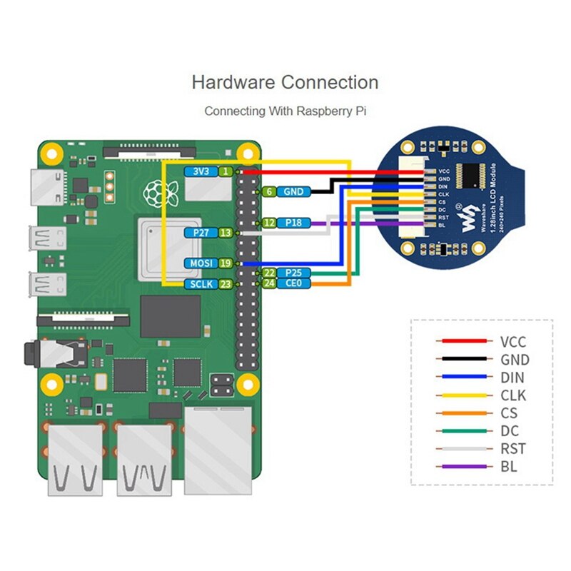 Module d'affichage LCD rond de 1.28 pouces, couleurs rvb 65K, résolution 240X240 avec Interface SPI, pilote GC9A01 intégré
