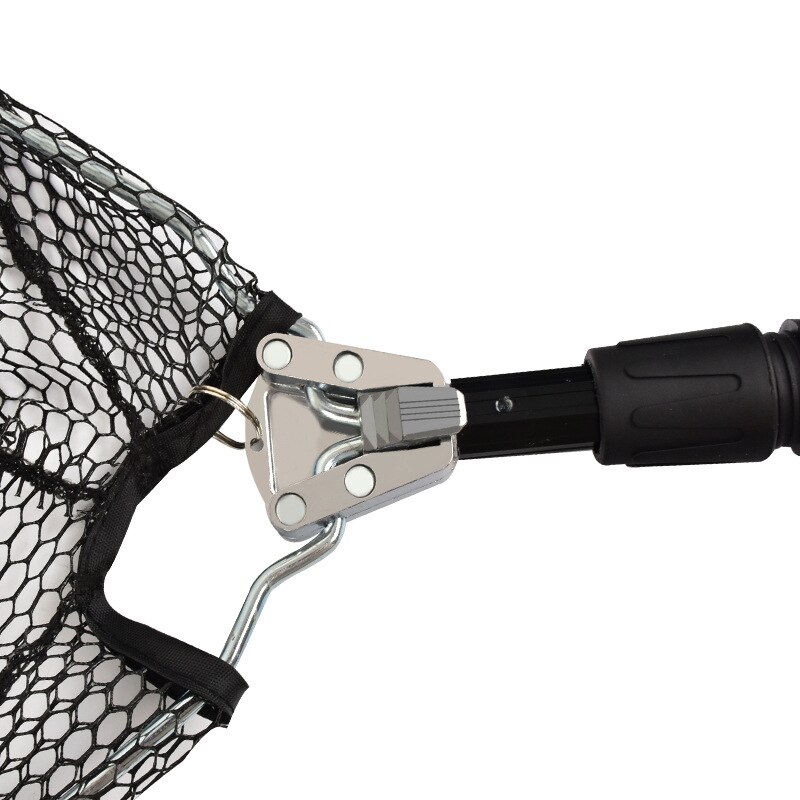 100cm Folding Fishing Net Aluminum Alloy Triangular Landing Net Telescoping Pole Rubber Dip Network