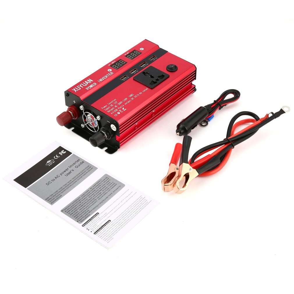 350W Solar Power Inverter DC 12V to AC 220V LED Display Car Sine Wave Converter for Household Appliances