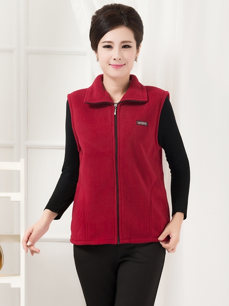 Primavera otoño mujer chaleco chaqueta de mediana edad Casual sólido sin mangas chaleco mujer bolsillo Chaleco corto: XXXL / Oro