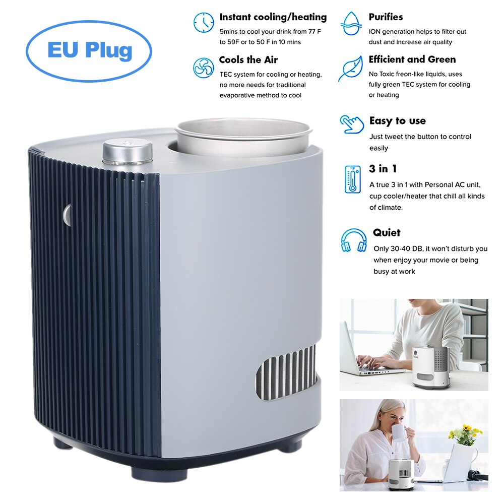 3-in-1 Smart Instant Cooler Warmer Fan Cold Drink Cup Multifunctional Beverage Fast Cooling/Heating Machine Coffee Maker: GY-EU