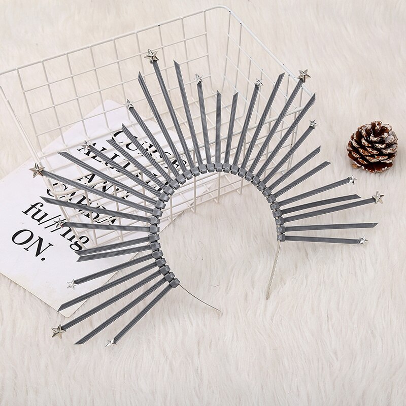 Bandeau couronne Lolita Cosplay, coiffe de déesse Halo, Costume de fête d'halloween, bandeau étoile Mary Halo, couvre-chef: 5