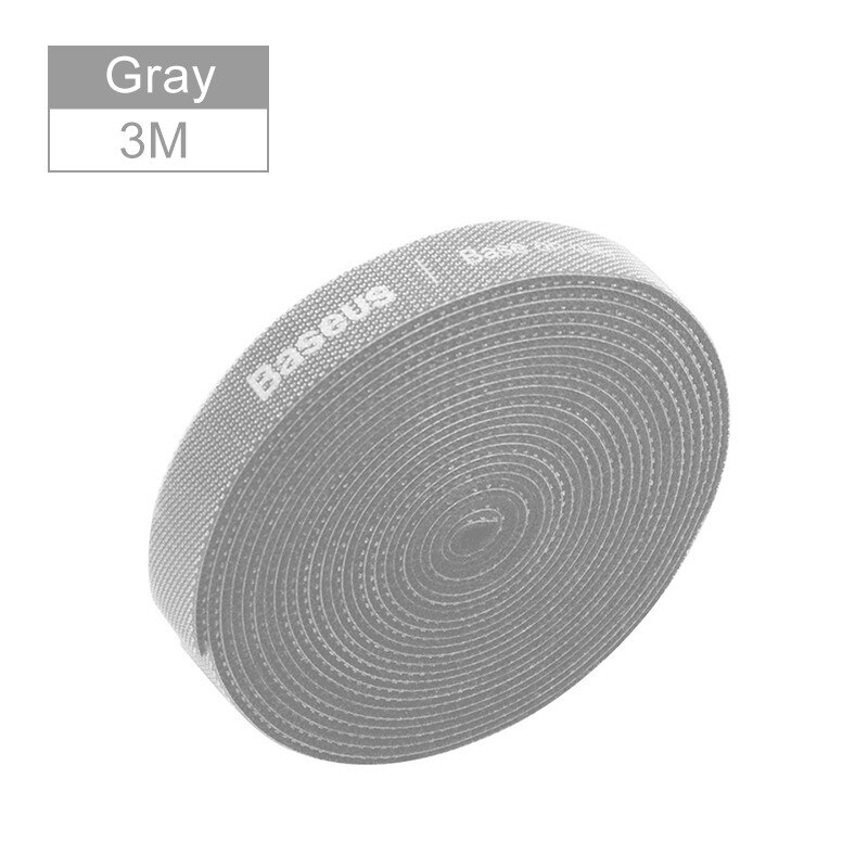 Baseus Organizer per cavi cavo USB in nylon avvolgicavo clip per avvolgicavo supporto per avvolgicavo per iPhone iPad cavo per topo Samsung: 3m grigio