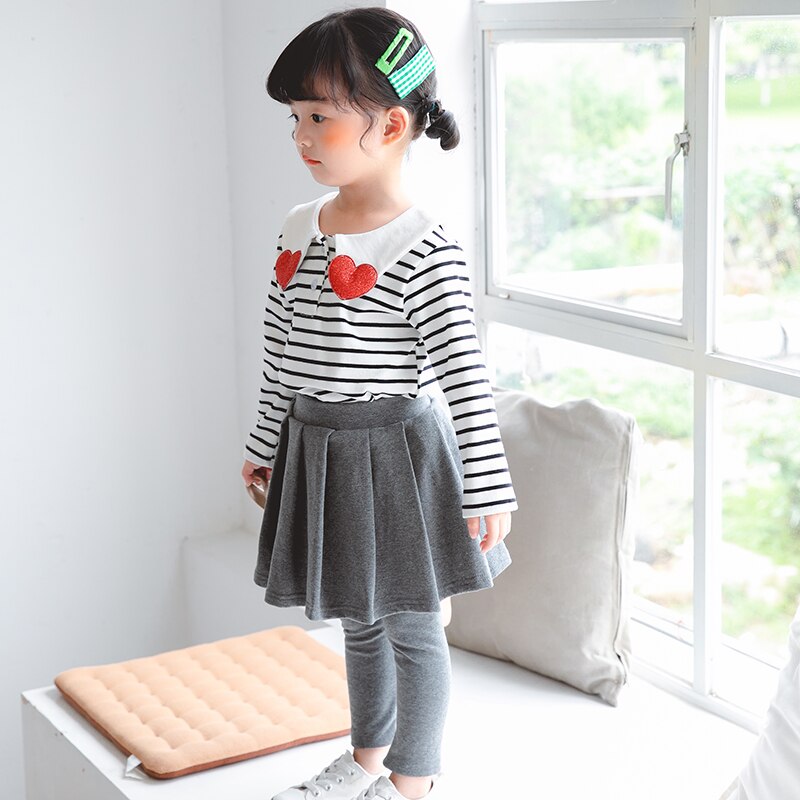 Katoenen kinderleggings voor meisjes met rok, casual broek voor kinderen, effen elastische potloodbroek, peuterbroek